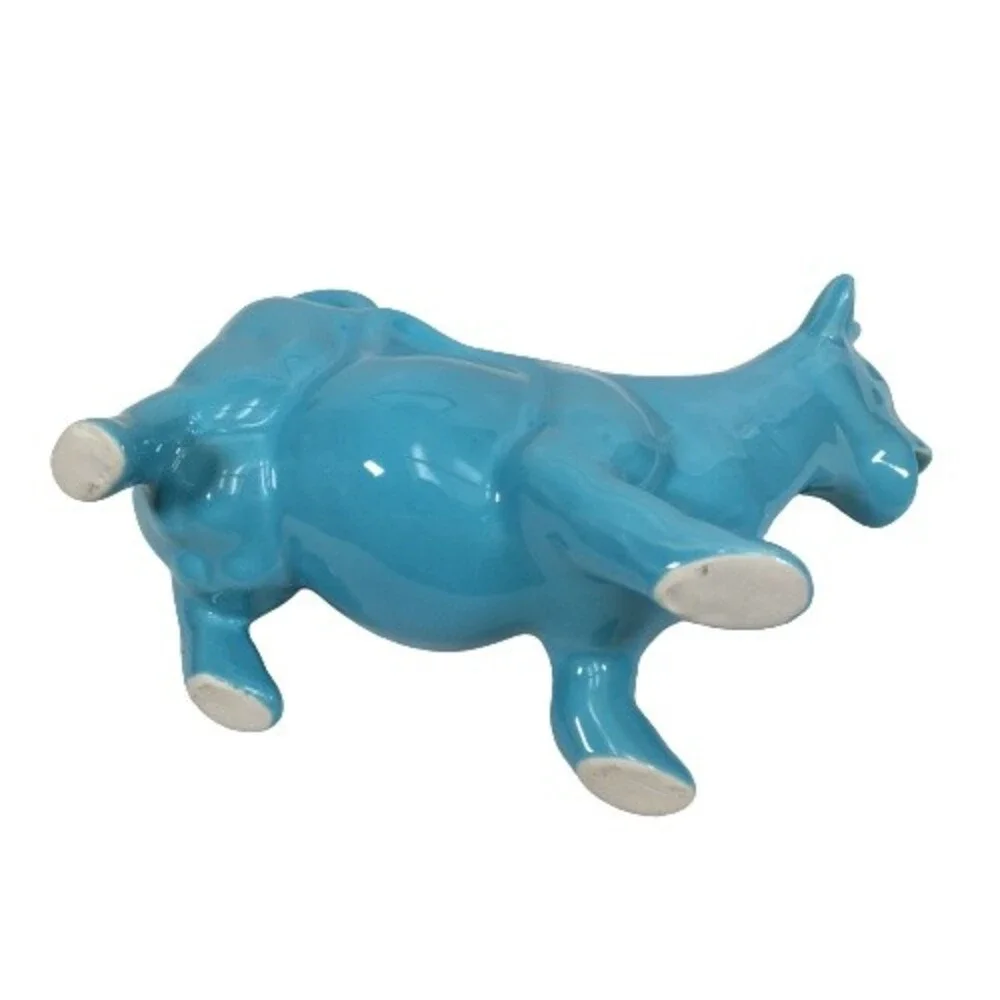 Porcelain Blue Cow Creamer Pitcher Farmhouse Country Cottage Vtg Made in France